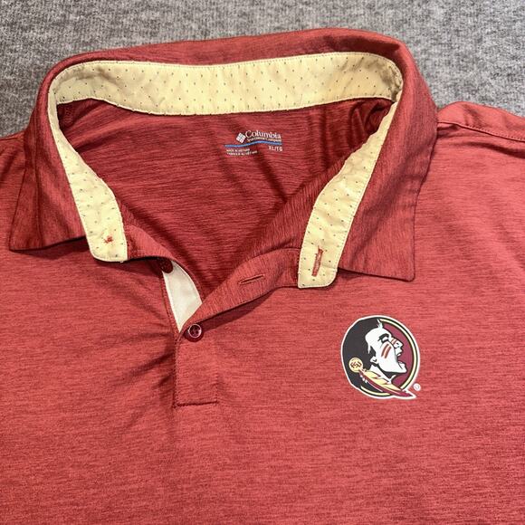 Columbia FSU Seminoles Polo Shirt XL Red Gold Omni-Wick‎ Performance Golf NCAA - Picture 3 of 5